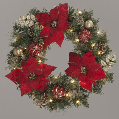Faux Lighted 60cm Wreath