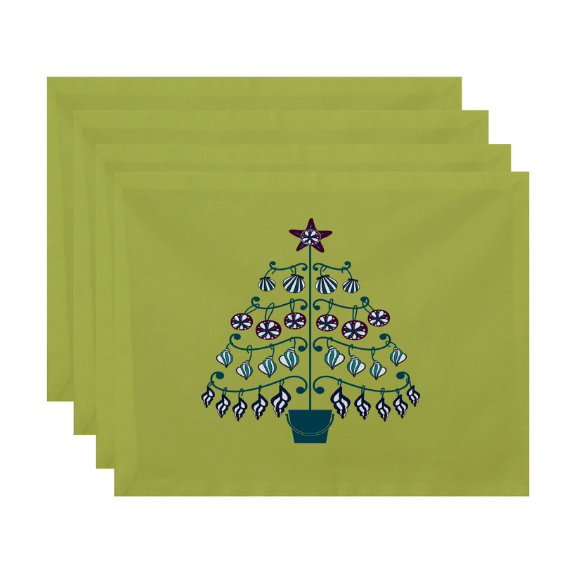 Springville Polyester Animals/Nature Rectangle Placemat, Light Green