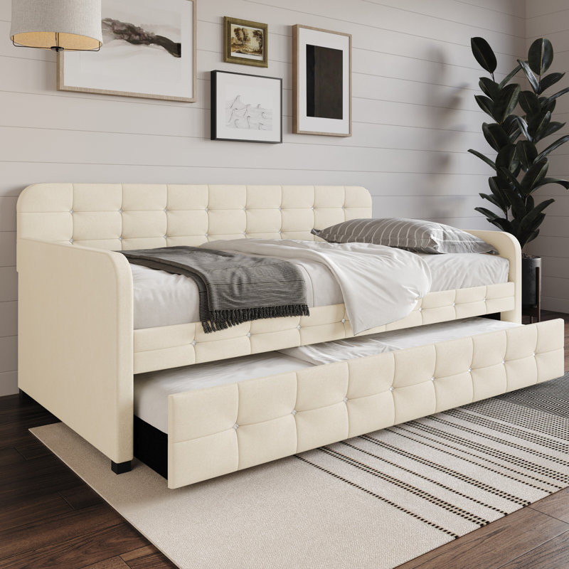 Lit de jour simple Giaimo, Beige