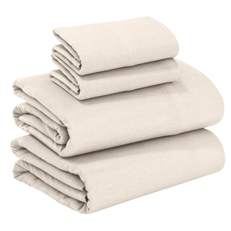 RUVANTI 100% Cotton Flannel Sheets Queen Size - 4 Piece Warm, Soft & Breathable, Deep Pocket, Double Brushed Cozy All Season Bedding Set, Sand