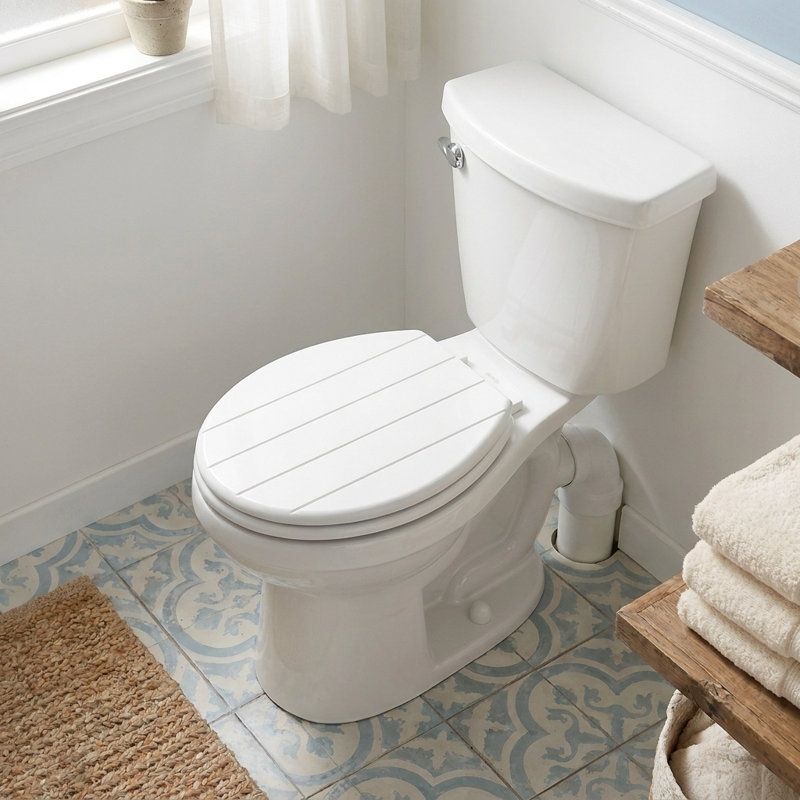 Tongue & Groove Wood Toilet Seat Stick 'n' Lock Hinges (Windermere)