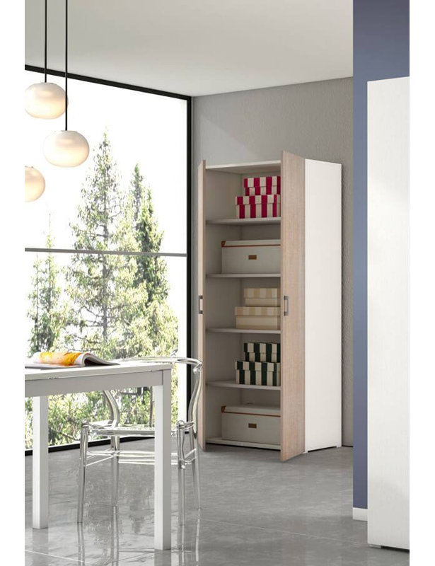 Gurtrue 2 Door Manufactured Wood Wardrobe, Oak/White