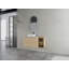 Meuble-lavabo mural 42 po avec lavabo d'art en céramique et 1 tablette de rangement, 2 portes à fermeture douce, emballage KD, contreplaqué