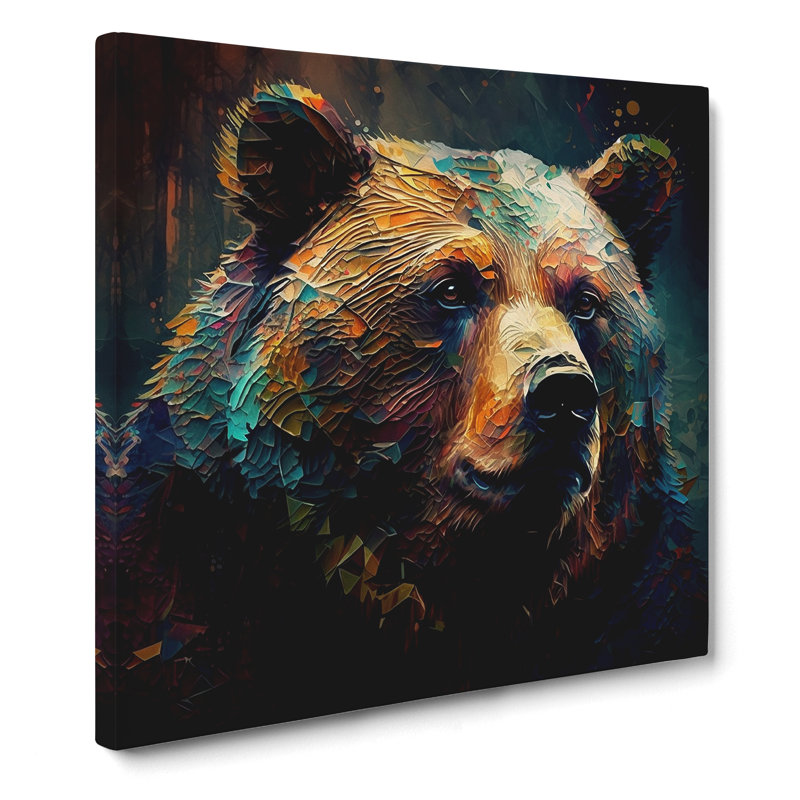 Bear Abstract Expressionism - Wrapped Canvas, 50cm H x 50cm W x 3cm D