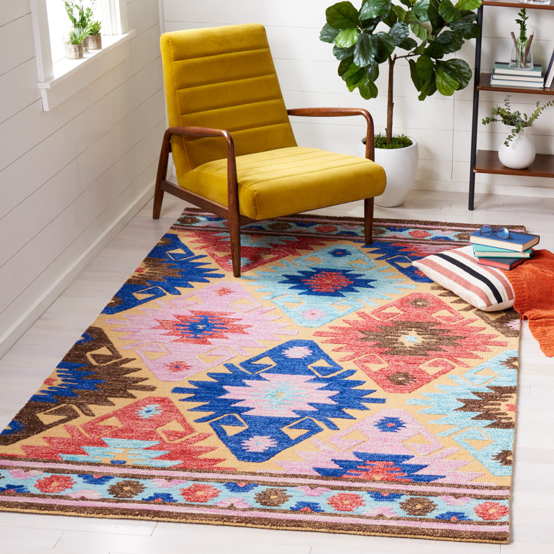 Aidaly Hand Tufted Wool Southwestern Rug, Rectangle 8' x 10'