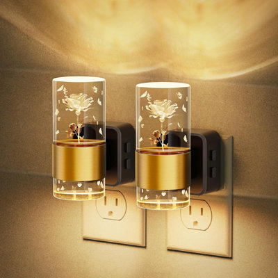 3D Laser Engraved Rose Night Light With Gold Ring, 3000K RGB Colors, And Dimming