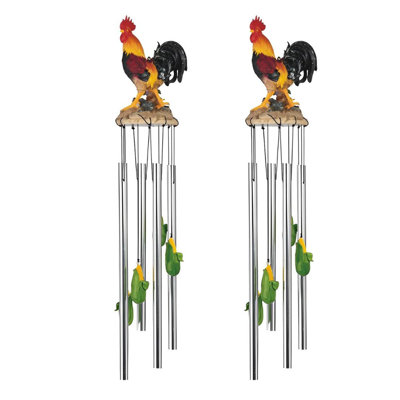 Ensemble de 2 cadeaux ICE ARMOR 23 po de long coq avec sommet de maïs, carillon de vent, figurine, sculpture, sculpture, ornement, décoration de maison / chambre / jardin pour pendaison de crémaillère, vacances, spécial Noël