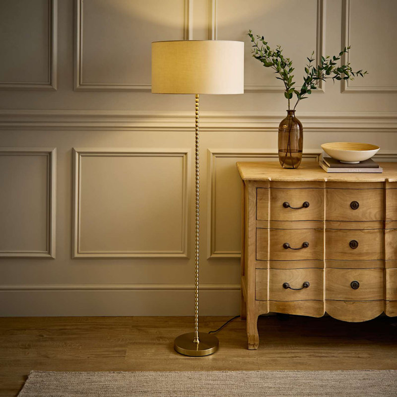 Hensius 150cm Traditional Floor Lamp, Brushed Gold