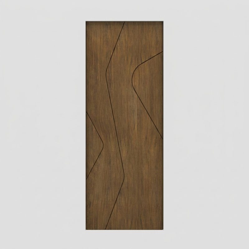 Porte à panneau 96 po Veyra Slab Only Acajou - Contemporain, moderne, brut, 36" x 96" [36" Door]