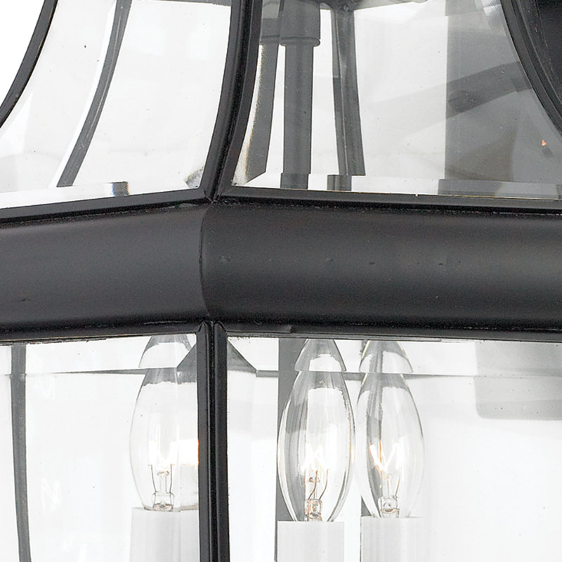 Lanterne murale d'extérieur biseautée à 3 ampoules H 22,5 po Newbury, Noir mystique