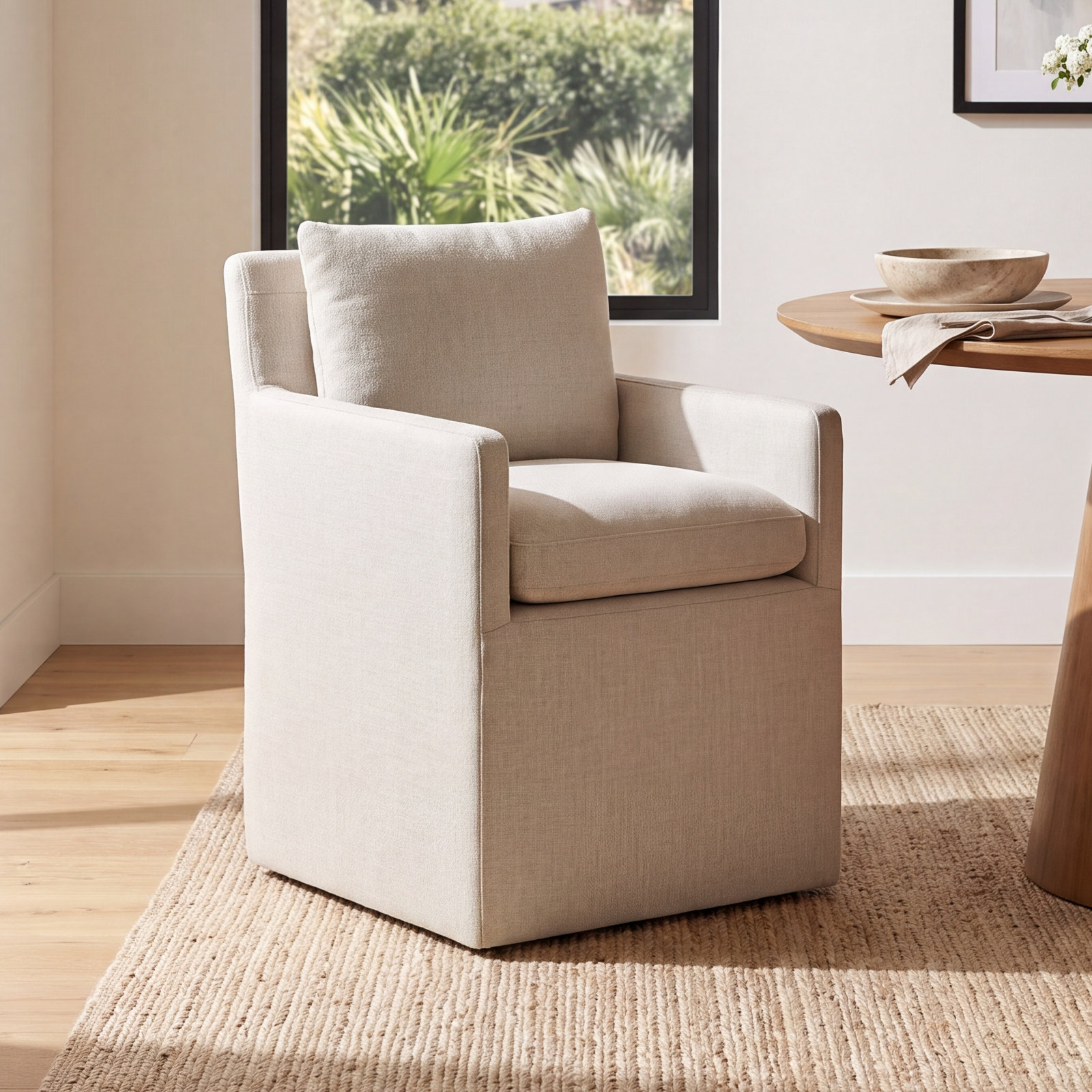 Alayaa Dining Armchair, Effie Linen Performance Linen