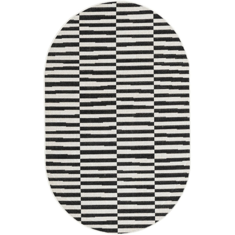 Wingate Cotton Abstract Indoor Rug, Oval 3'3"x 5'3"