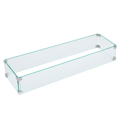 Pare-vent en verre de 84 cm de large pour table de foyer au propane
