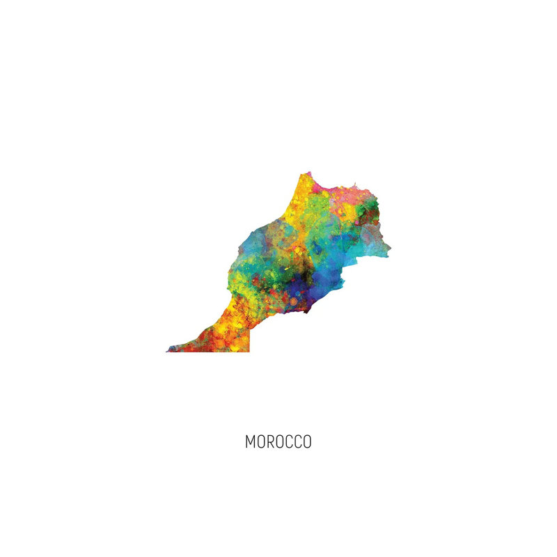 MTO3063-Carte du Maroc, H 40 po x l 26 po x P 1,5 po