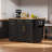 59.3-Inch Rolling Kitchen Island, With Power Sockets And Storage Space, 2 Pull-Out Cabinet Storage Racks And Fallen Leaves, With Trash Can Storage Space-424344587