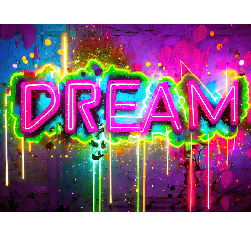 «Neon Graffiti Dream 24» par Stephen Chambers, reproduction sur toile tendue, H 26 po x l 32 po x P 1,5 po