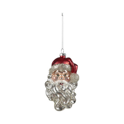 Mercury Glass Santa Ornament with Mica Accents