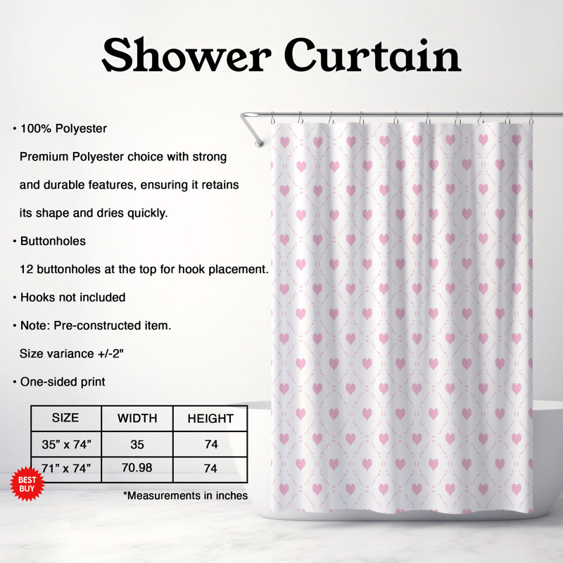 Rideau de douche Strong Hearts - Premium, H 74 po x l 71 po