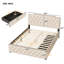 Grand lit plateforme tapissier en lin avec 2 grands tiroirs et douilles en tissu beige pour et-234695415