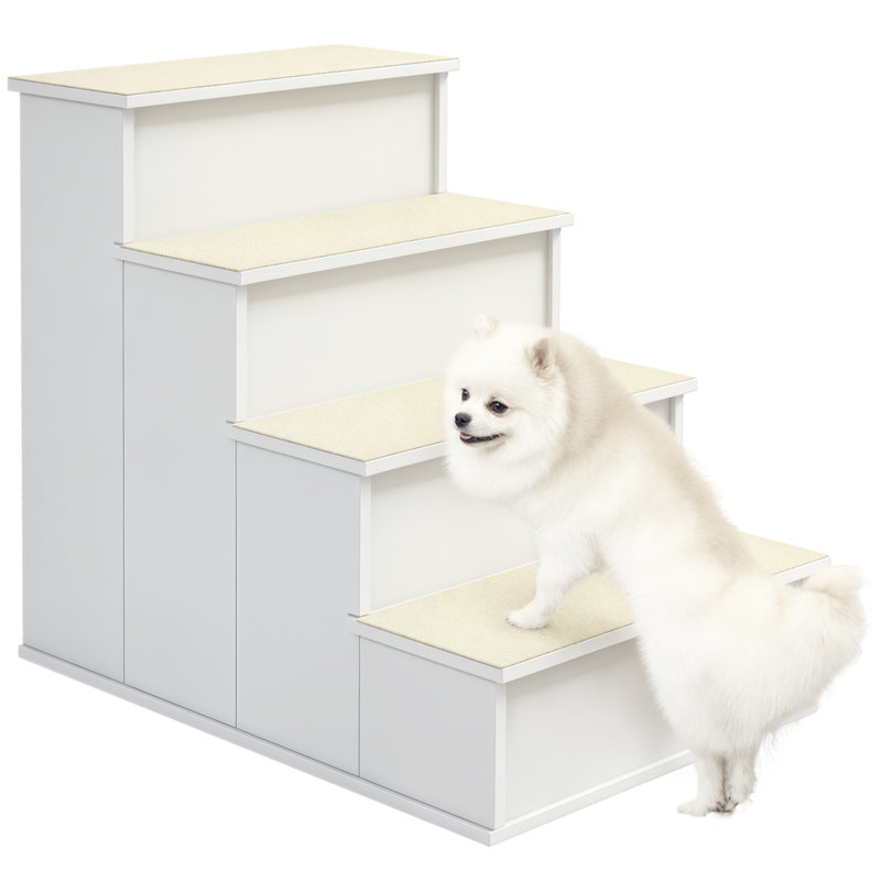 Malbon Carpeted Pads 4 Step Pet Stair, White