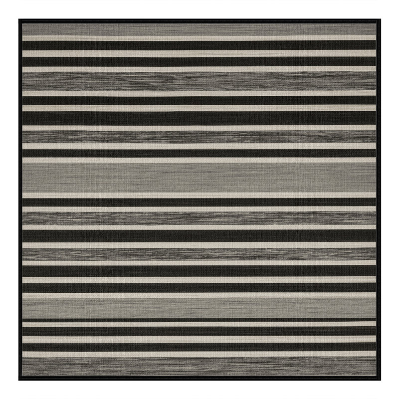 Washable Granite Light Gray Striped Area Rug, Rectangle 3' x 5'