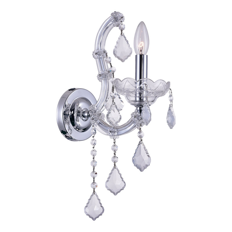 1-Light Wall Sconce – 5 Inch Chrome Finish with Crystal Accents – Elegant Candle-Style Wall Light for Bedroom, Living Room, Hallway