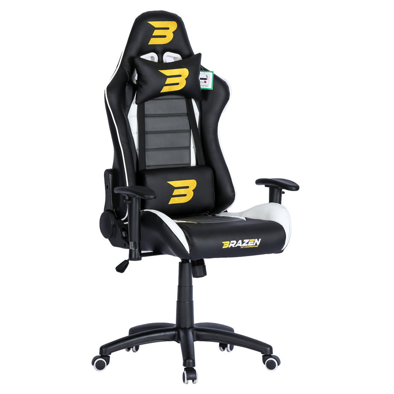 BraZen Sentinel Elite PC Gaming Chair, White/Black