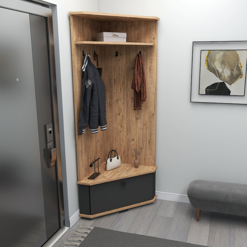 Shoe Storage Hall Tree Lacynda, Atlantic Pine/Anthracite