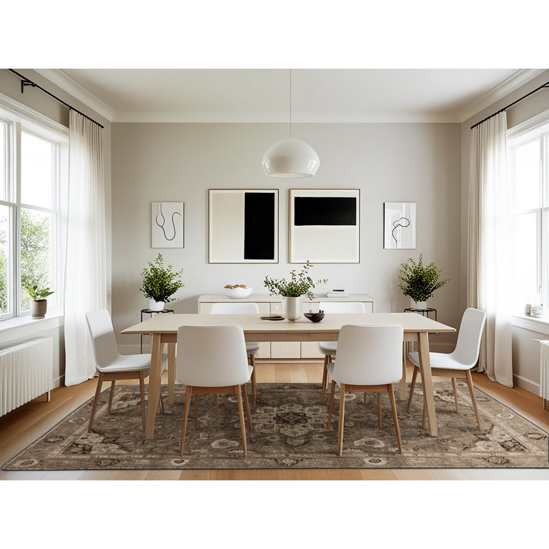Machine Washable Persian Brown Area Rug, Rectangle 7' x 10'