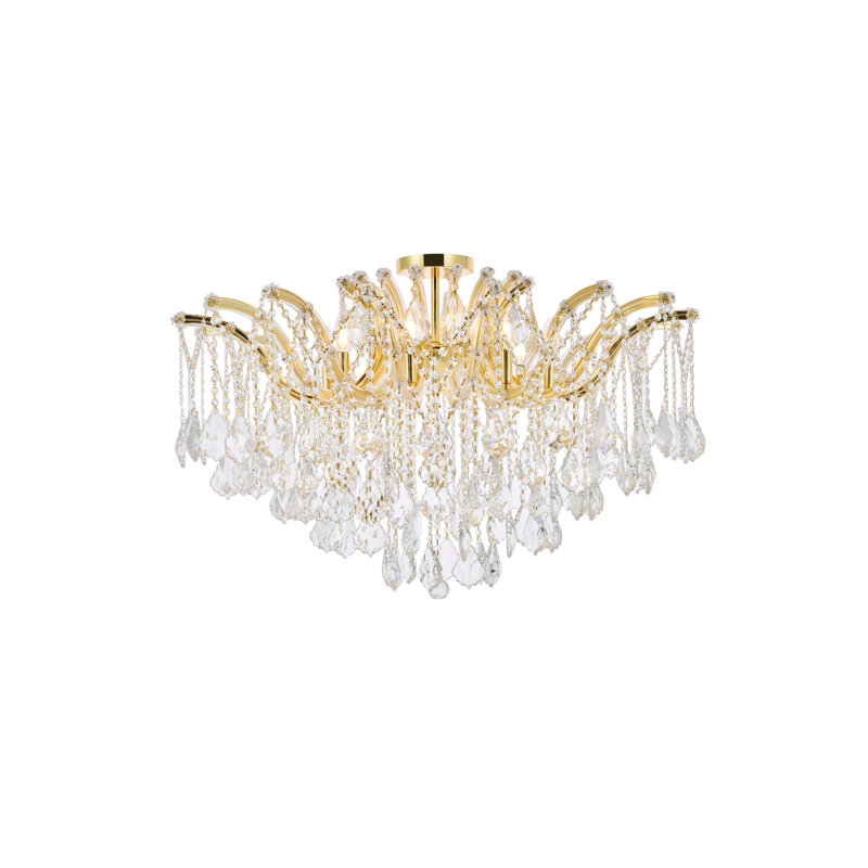 Cristal taillé royal transparent Maria Theresa Maxfield, Doré, H 25 po x l 36 po x P 36 po, 8 lumières