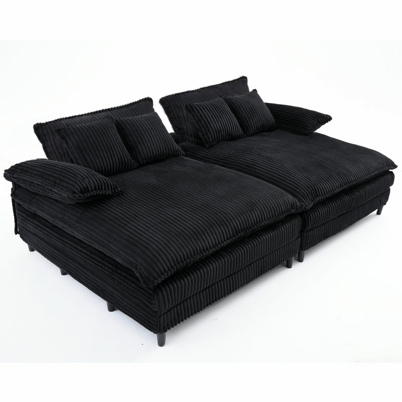 Méridienne double avec 4 coussins pour l'intérieur, Noir
