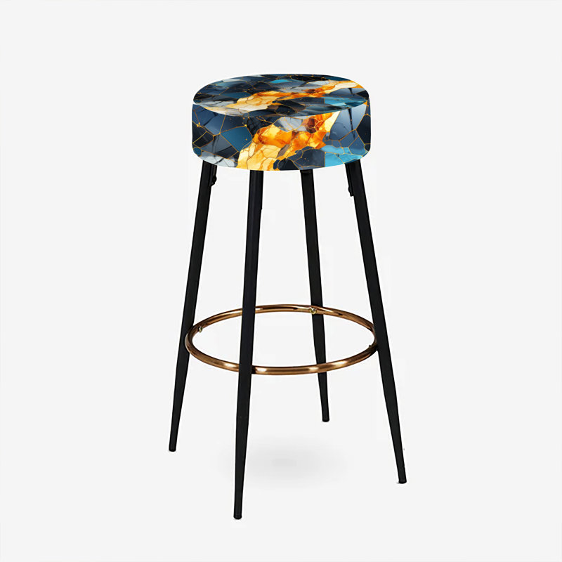 Ensemble de 2 tabourets de bar en marbre rétro Revival