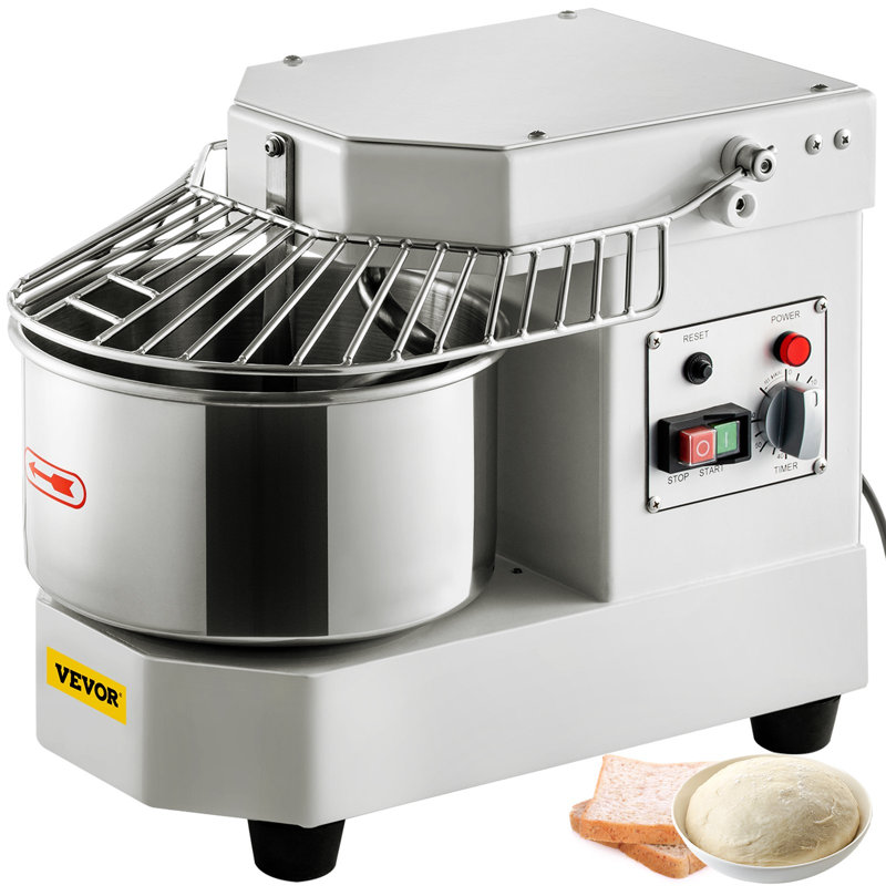 Commercial Food Mixer, 7.3Qt Capacity, 450W Dual Rotating Dough Kneading Machine With Food-Grade Stainless Steel Bowl, Security Shield And Timer Included, Baking Equipment For Restaurant Pizzeria