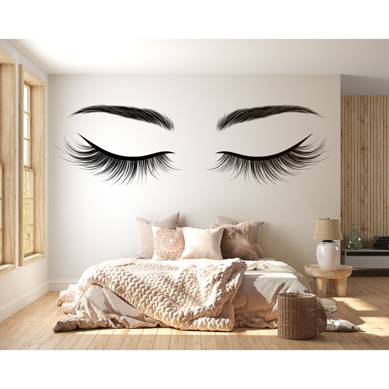 Adhésif décoratif cils, cils, décoration de chambre à cils, autocollant de salon de beauté, murale esthétique 556MV