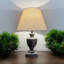 Handcrafted Jaqueline Wooden Table Lamp with Linen Shade – Elegant Minimalist & Country-Chic Lighting for Living Room or Bedroom-1402928711