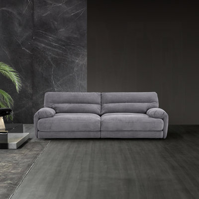 Causeuse en velours côtelé gris Cadenza avec siège en mousse haute densité