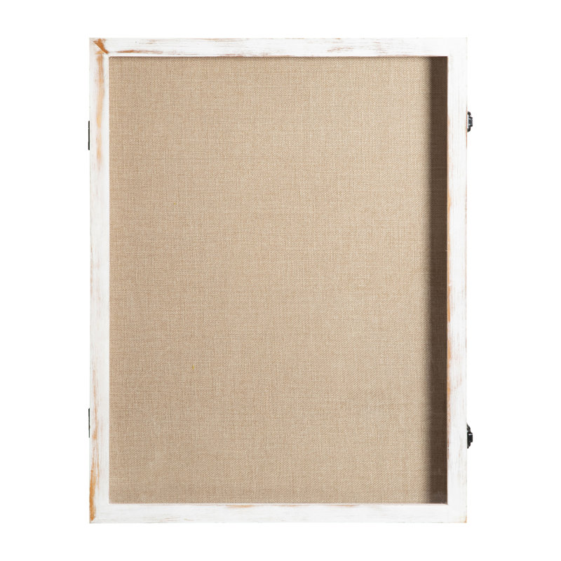 Mallick 23.5'' H x 18.5'' W Shadow Display Case with Linen Liner and Solid Pine Wood Frame, White Wood
