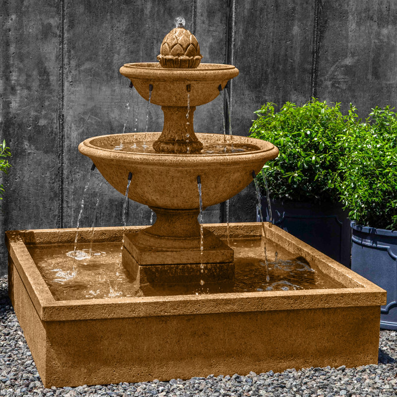 La Mirande Floor Fountain, Aged Limestone
