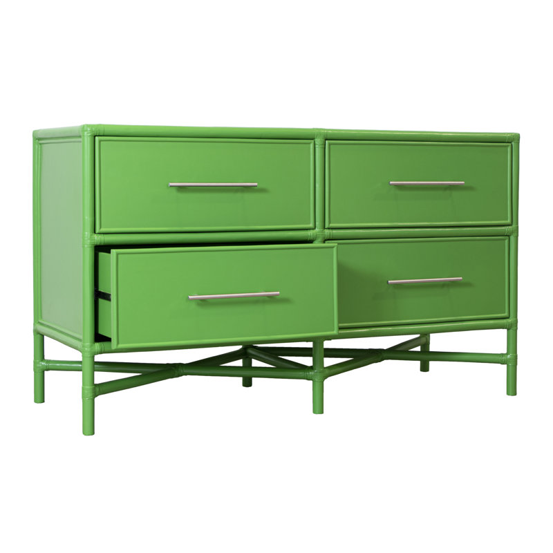 Venice Collection 4 Drawers 54" W Double Dresser, Bright Green