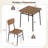 3-Piece Wood Square Kitchen Table & Chair Set w/ Metal Frame Storage Rack