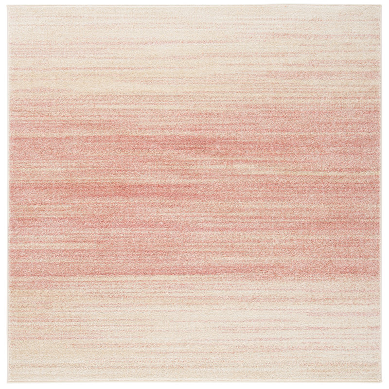 Adirondack Pink and Ivory 6' Square Synthetic Area Rug