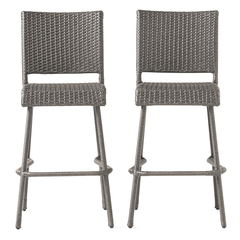 29 po. PE sans accoudoirs gris pour la période de divertissement de patio, finition durable, fonction d'assise incurvée confortable, confort légèrement incurvé tissé