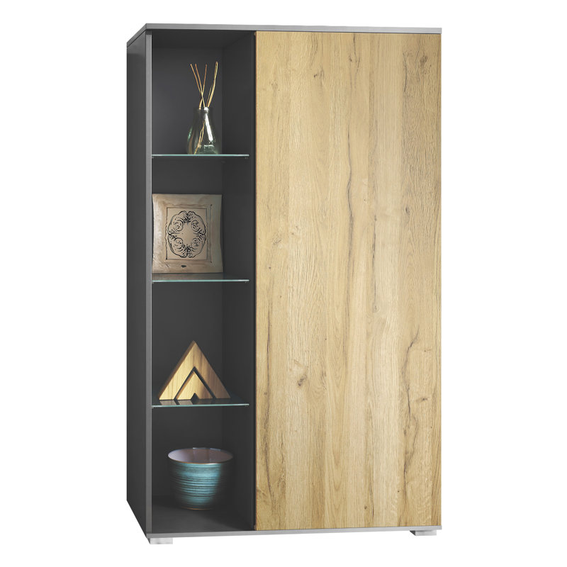 Shameerah Booth Display, Anthracite/Natural oak