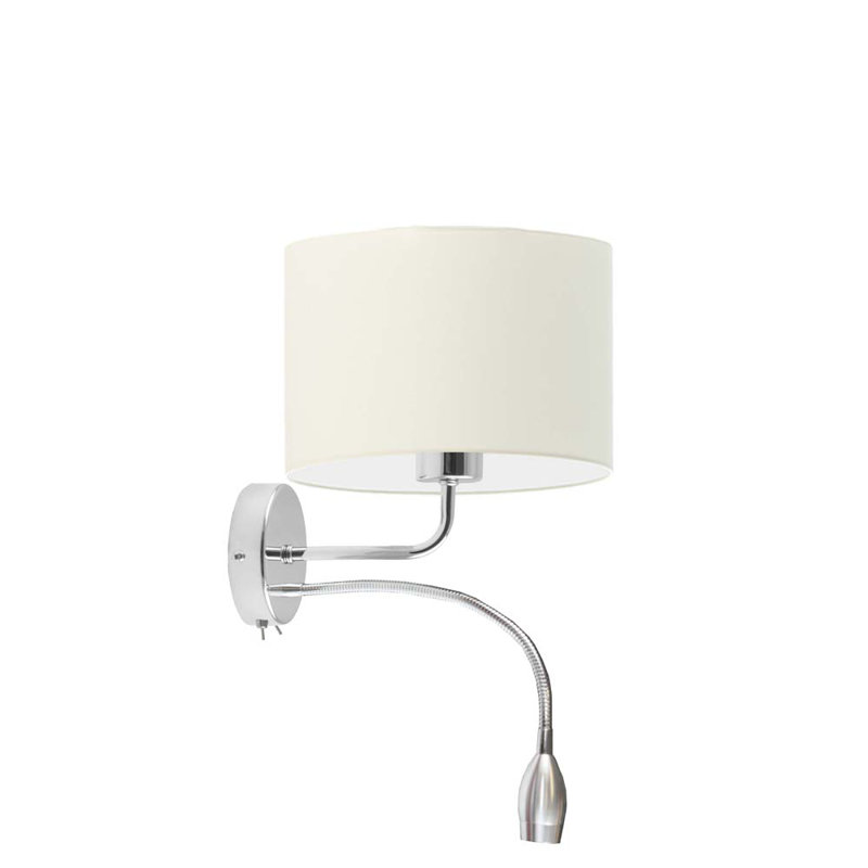 Audery Steel Armed Sconce, Chrome, Ecru
