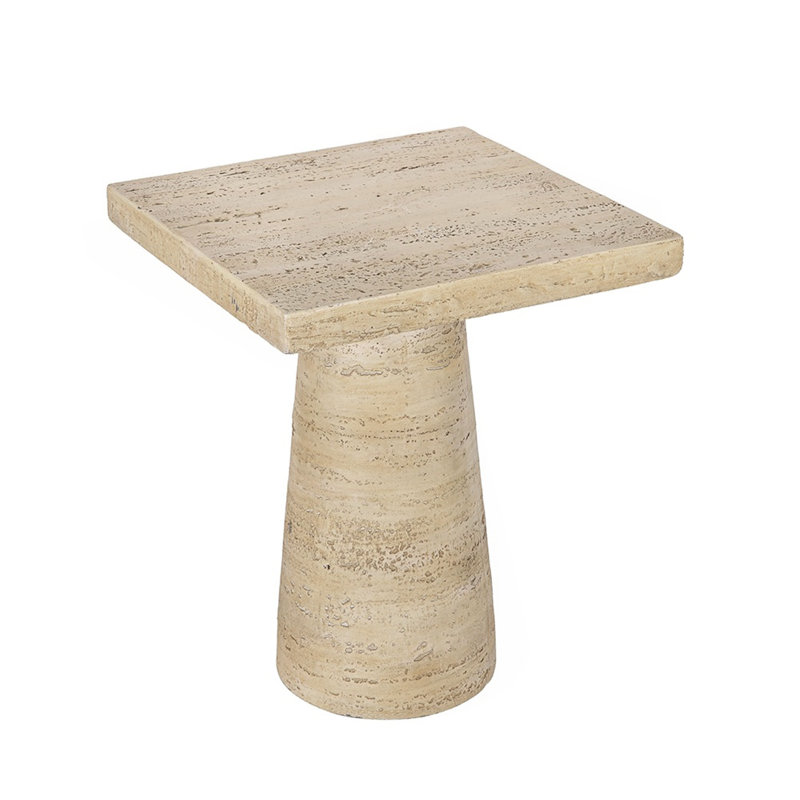 Table d'appoint carrée crème avec base piédestal 20 po x 20 po x 24 po