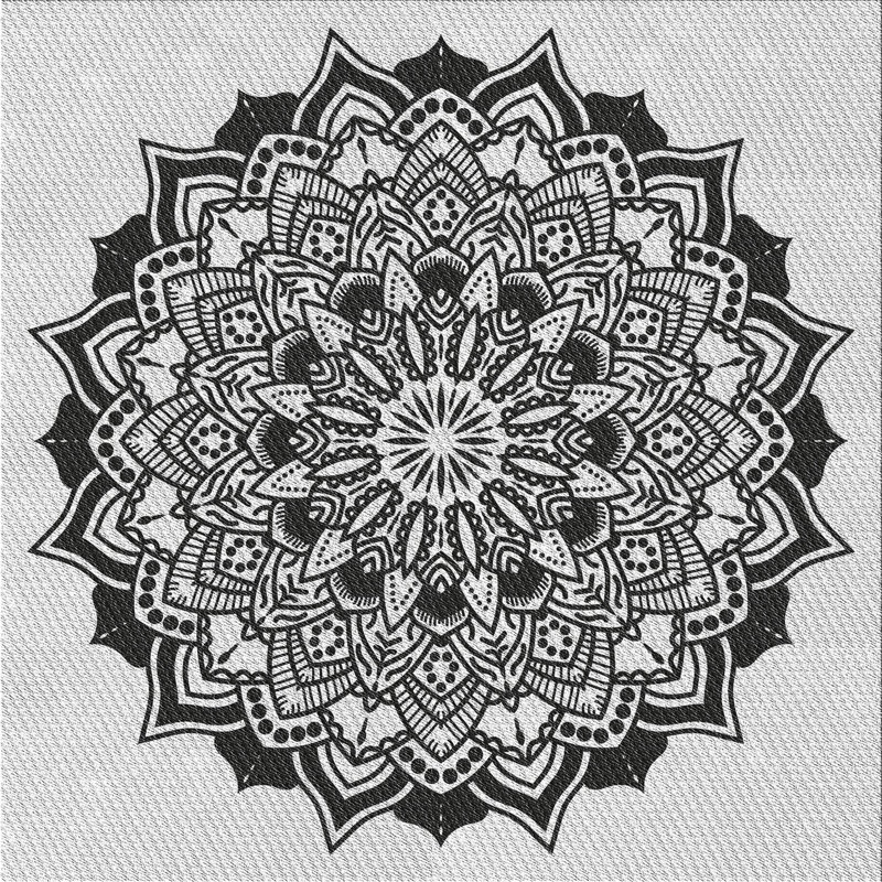 Tapis noir/gris tissé à la machine, Carré 6 pi