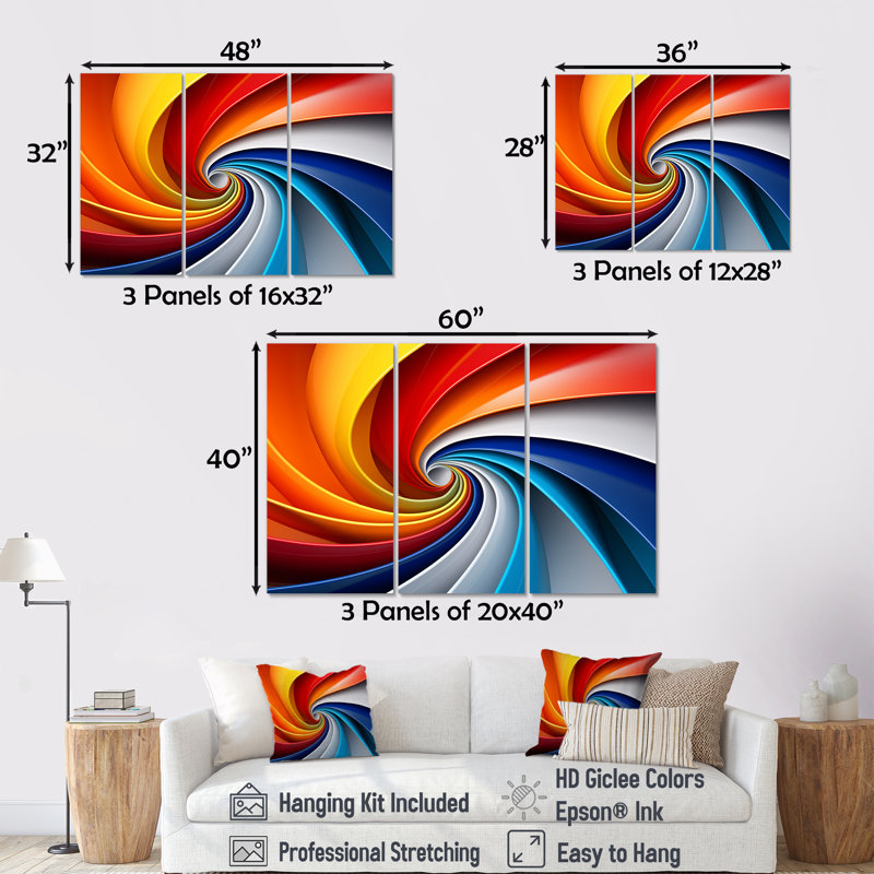 Ensemble d'art mural en toile czeslaw, Toile tendue, H 40 po x l 60 po x P 1 po