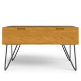 Hunter 32"W Solid Wood Industrial Square Lift Top Coffee Table with Hidden Storage and Metal  Hairpin Legs