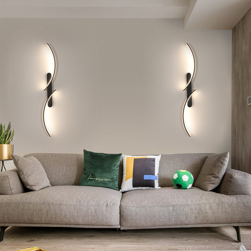 Black 100cm Modern LED Wall Light Black