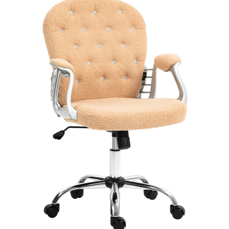 Siège de bureau kaki, revêtement en molleton, bouton, rembourrage des accoudoirs, hauteur réglable, fauteuil de bureau pivotant à 360 degrés avec fonction polaire, rembourré, fonction pivotante, mobilité, respirant et